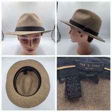 RAG & BONE FLOPPY BRIM 100% WOOL FEDORA HAT BROWN KHAKI SIZE MEDIUM MADE IN USA