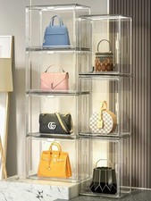 Clear Handbag Storage Organizer Stackable Purse Display Box Closet Case