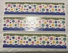 Lot Of 3 Vintage 2000 Creative Memories Sticker Sheet BUTTONS SCALLOPED BORDER