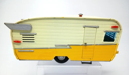 Vintage Japan Bandai Tin Shasta Camp  Travel Trailer Canned Ham Toy Collectable