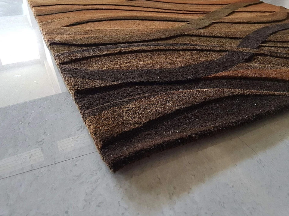 Modern Coastal Fish Celestial Blue Hand-Tufted 100% Wool Soft Area Rug Carpet - Image 4 of 4