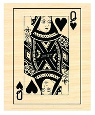 Queen of hearts card rubber stamp P49C