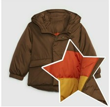 Gap toddler sz 4 yrs brown Reversible insulated mid weight Jacket Hood Nwtgs