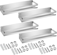 Stainless Steel Floating Shelves - 4 Pack Wall Mounted Storage Organizer 15.75