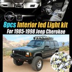 8Pcs 6000k White Car Interior LED Light Bulb Kit Package for 85-98 Jeep Cherokee