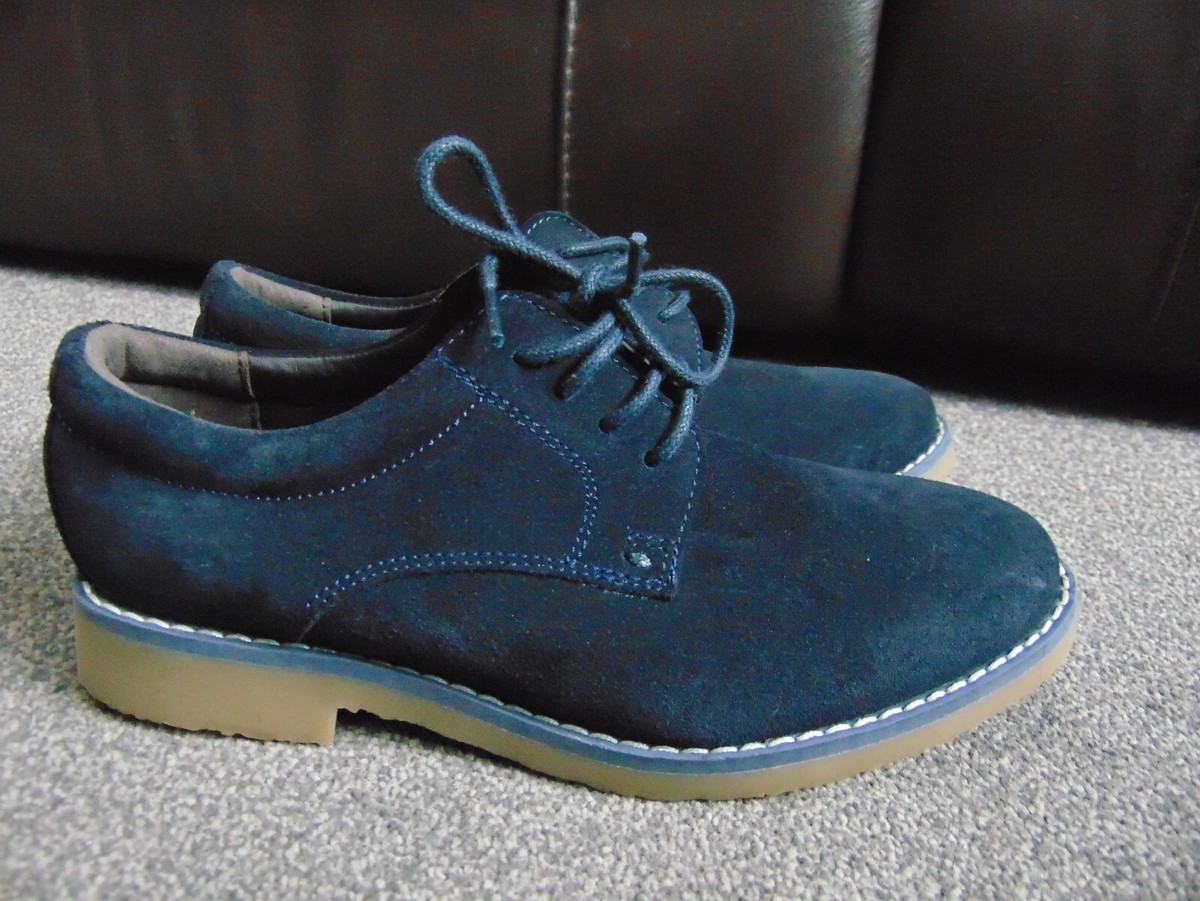 Boy's M&S Blue Suede Laced Derby Oxford Style Smart Shoes Size UK EU 33