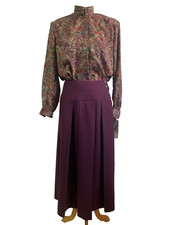 Vintage Talbots Women's Merlot Pleated Midi Skirt Wool Gabardine Dark Academia 6