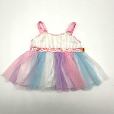 Build A Bear White Pink Blue Purple Pleated Sequin Satin Tulle Girl Teddy Dress