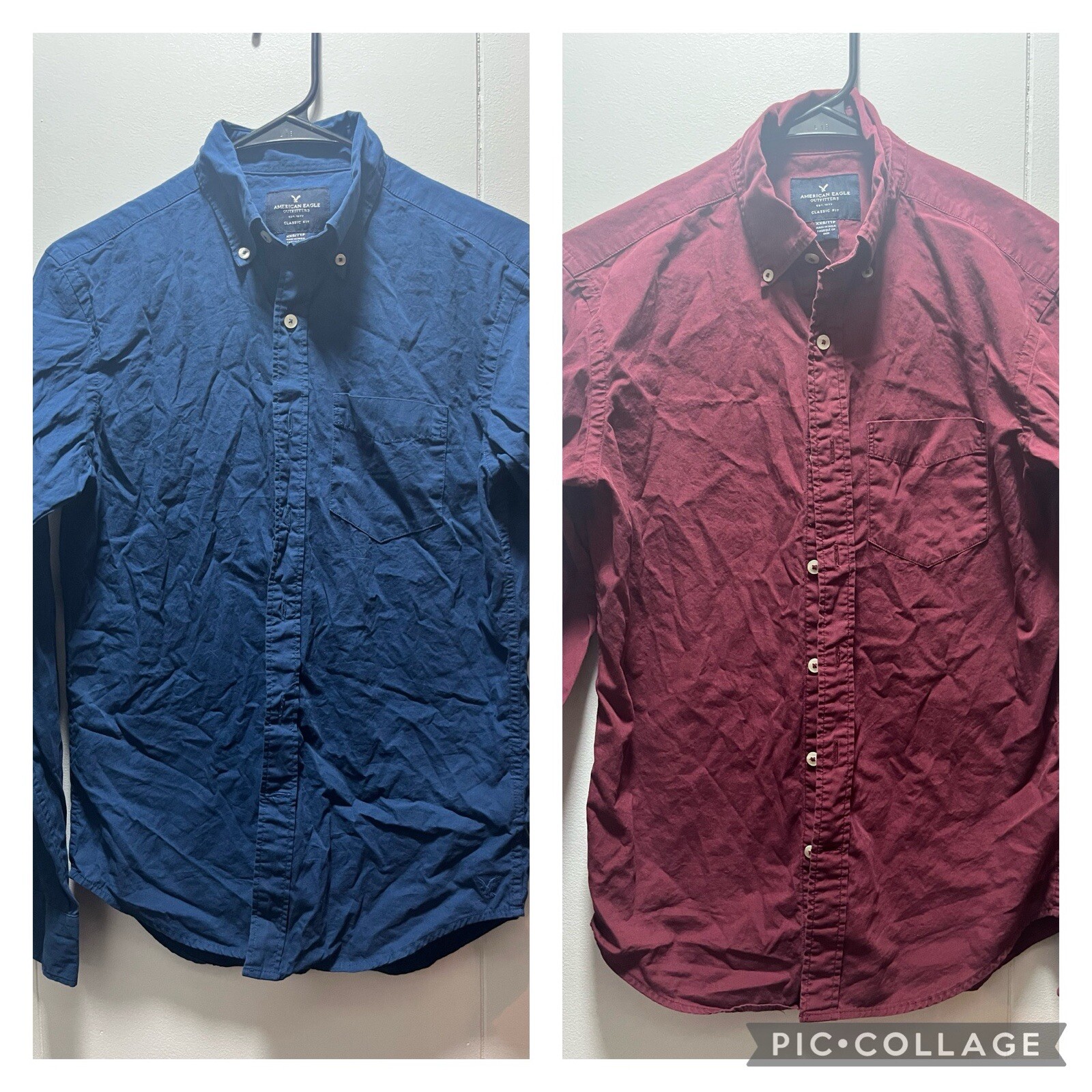 Lot of 2 American Eagle Long sleeve Button up Men's shirts XXS eBay