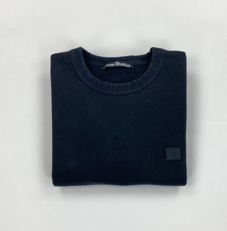 Felpa Uomo Nera Acne Studios Media Oversize Girocollo Logo Pullover A B