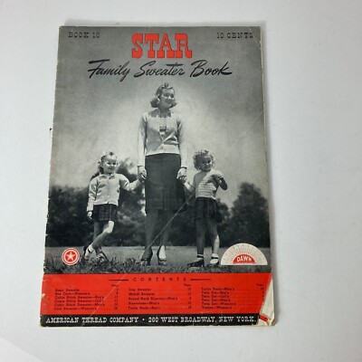 Vintage 1941 Knit Crochet Star Family Sweater Book 16