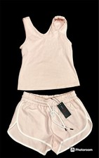 Women's Size Small Pink Two Piece Set Shorts Lounge Tank NWT LuxeAllure 49msrp
