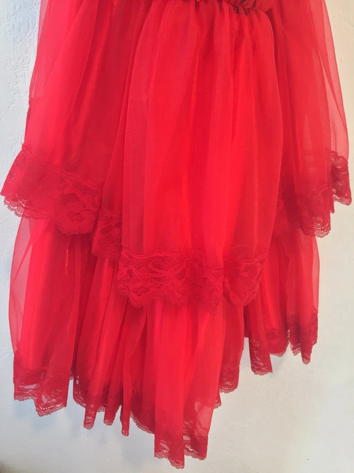 Senorita Red & Black Tango Can-Can Dancer Costume Adult Medium Ruffles and Lace - Image 3 of 3