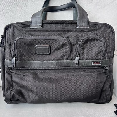 Tumi EXPANDABLE ORGANIZER COMPUTER BRIEF Laptop Case Black Nylon