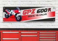 BR453B Kawasaki GPZ600R A1 Rot Wei&szlig; Silber Garage Werkstatt Banner Schild