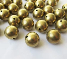40pcs Smooth Brass Beads 16mm 2mm Hole Round Hollow Spacer Wholesale Supplies
