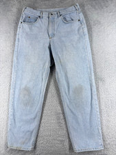 VINTAGE Lee Pants Adult 36 Blue Denim Jeans Straight Leg Cotton Light Wash 33x28