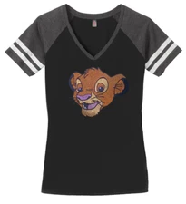 Women's Lion King Simba Disney T-Shirt Ladies Tee Shirt S-4XL Bling V-Neck