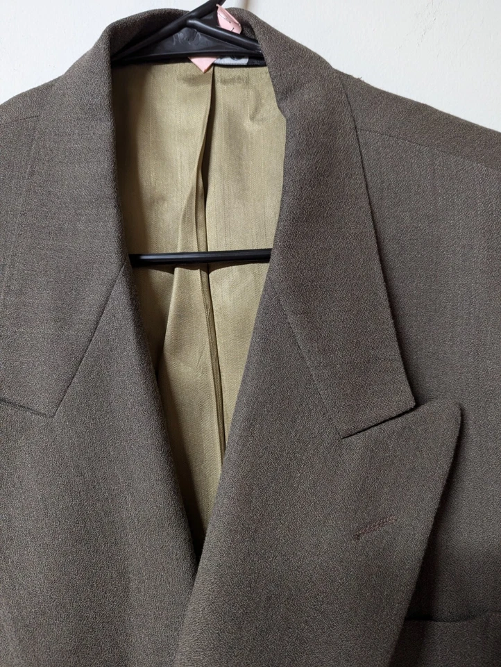 Traje Henry Grethel Worsted Lana Doble Pecho 2 Piezas 44 Largo 38x30 Marrón Foto 2 de 4