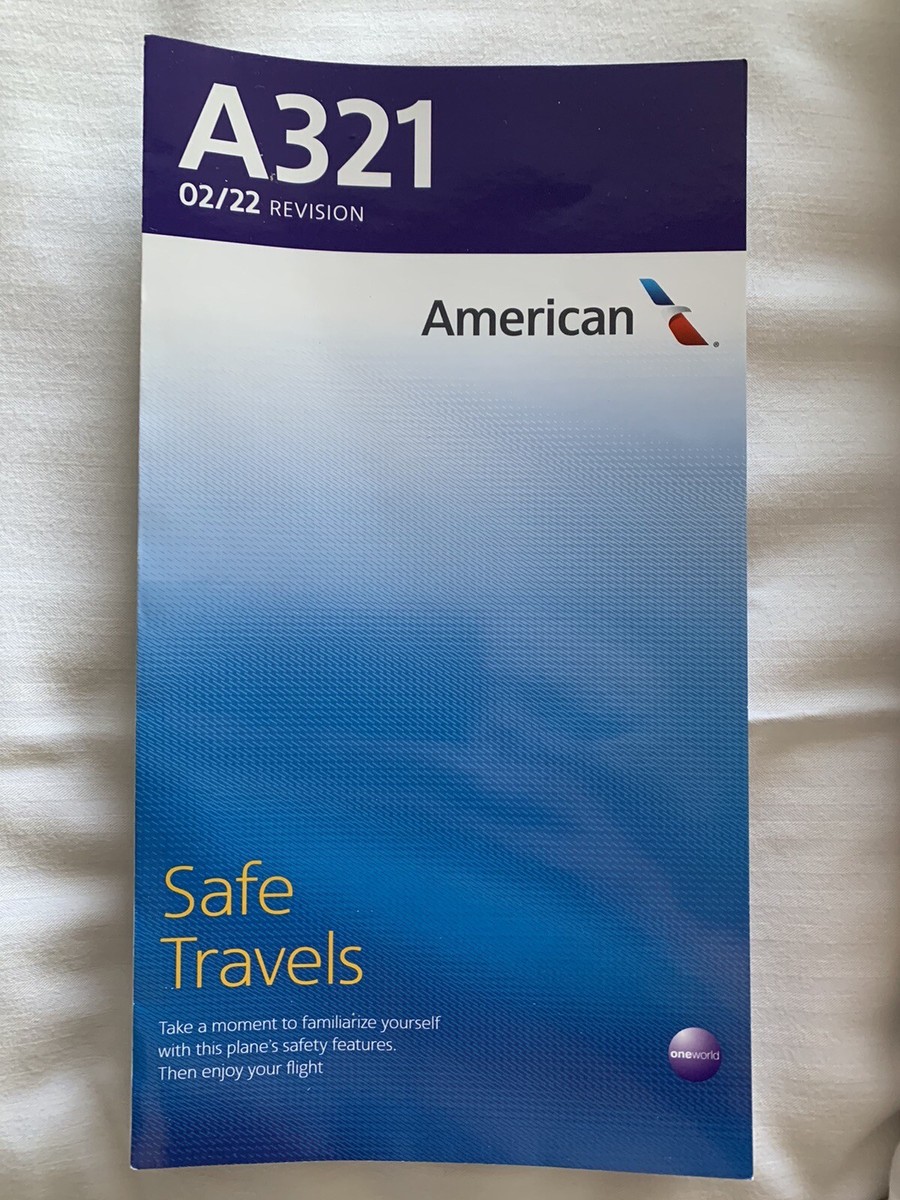 American Airlines Airbus A321 Safety Card 2/22 Revision New