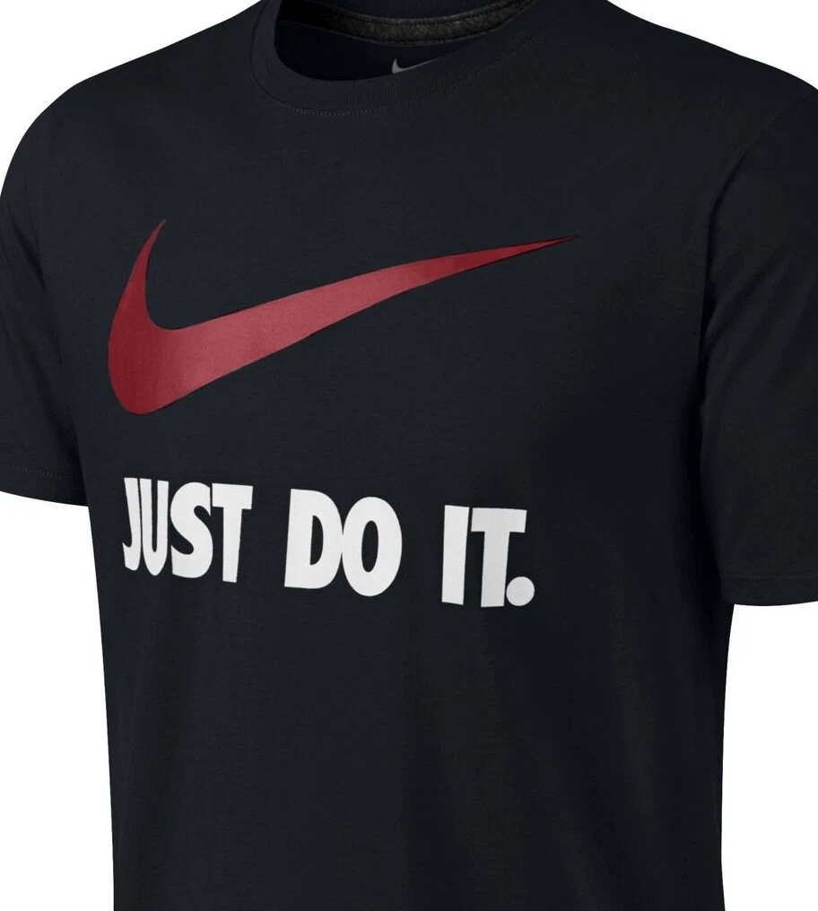 Nike Men s Just Do It JDI Red Swoosh Athletic Performance Black Workout T Shirt