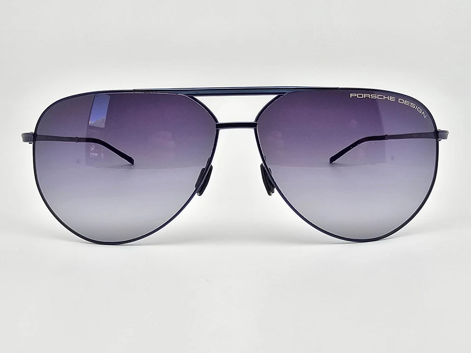 Gafas de sol de aviador Porsche Design P8688 marco azul titanio lentes degradadas grises Foto 2 de 4