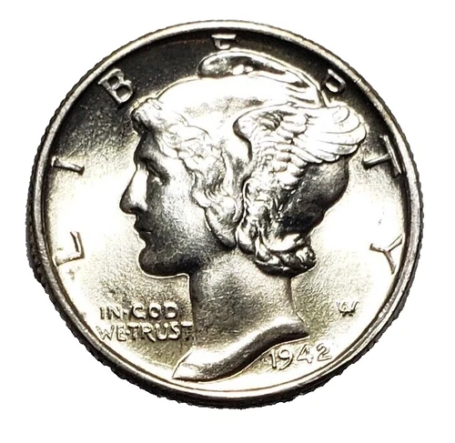 1942 Mercury Dime Choice BU