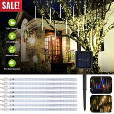 9.84FT 144 LED Solar Lights Meteor Shower Rain Tree String Light Garden Party