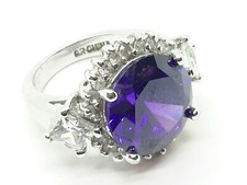 Vintage Sterling Silver 925 Purple Stone CZ Ring sz 7