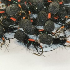 6 Black Foam Headed Suspender  Leggy Hopper Buzzer. Size 12