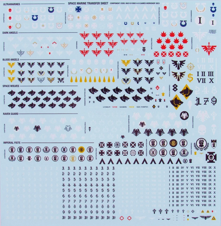 Space Marine Transfer Sheet Decals Warhammer 40k Leviathan 99510199014
