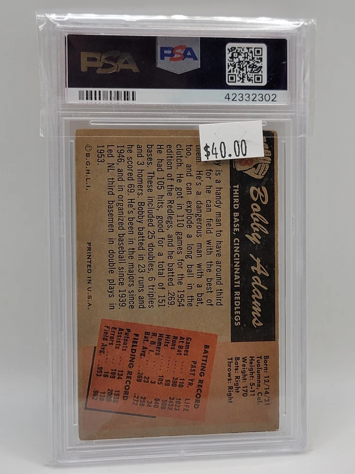 1955 Bowman Bobby Adams PSA 2 - Image 2 of 2