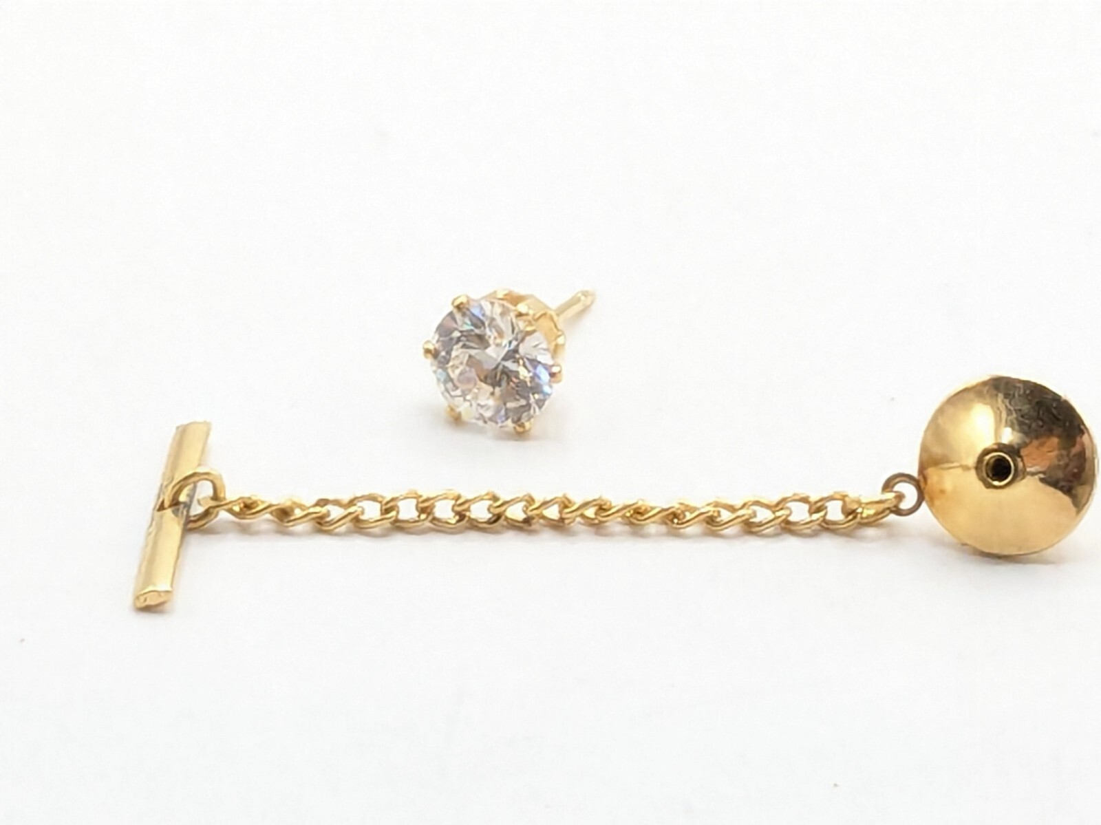 Cubic Zirconia Gold Tone Tie Tack Pin Men's Jewelry