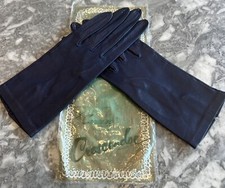 Vintage Crescendoe Leather Gloves - Royal Blue - Small 