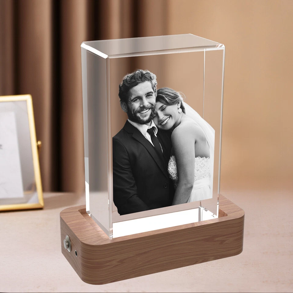 Foto de Cristal 3D Personalizada, Foto 3D Única Regalos para Cumpleaños Aniversario Boda Foto 2 de 4