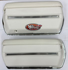 <!--F#f_0-->1972 Cutlass Arm Rest Pads + Base White W/ Trim + Chrome Backing Plate + Screws<!--F/-->