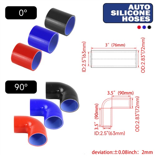 63mm Universal Ladeluftkühler Turbo Boost Rohr 8 Stück Schlauchsatz L= 450mm - Bild 7 von 10