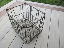 Vintage Large Metal Wire Milk Dairy Crate Box Basket URBANA PURE MILK CRATE