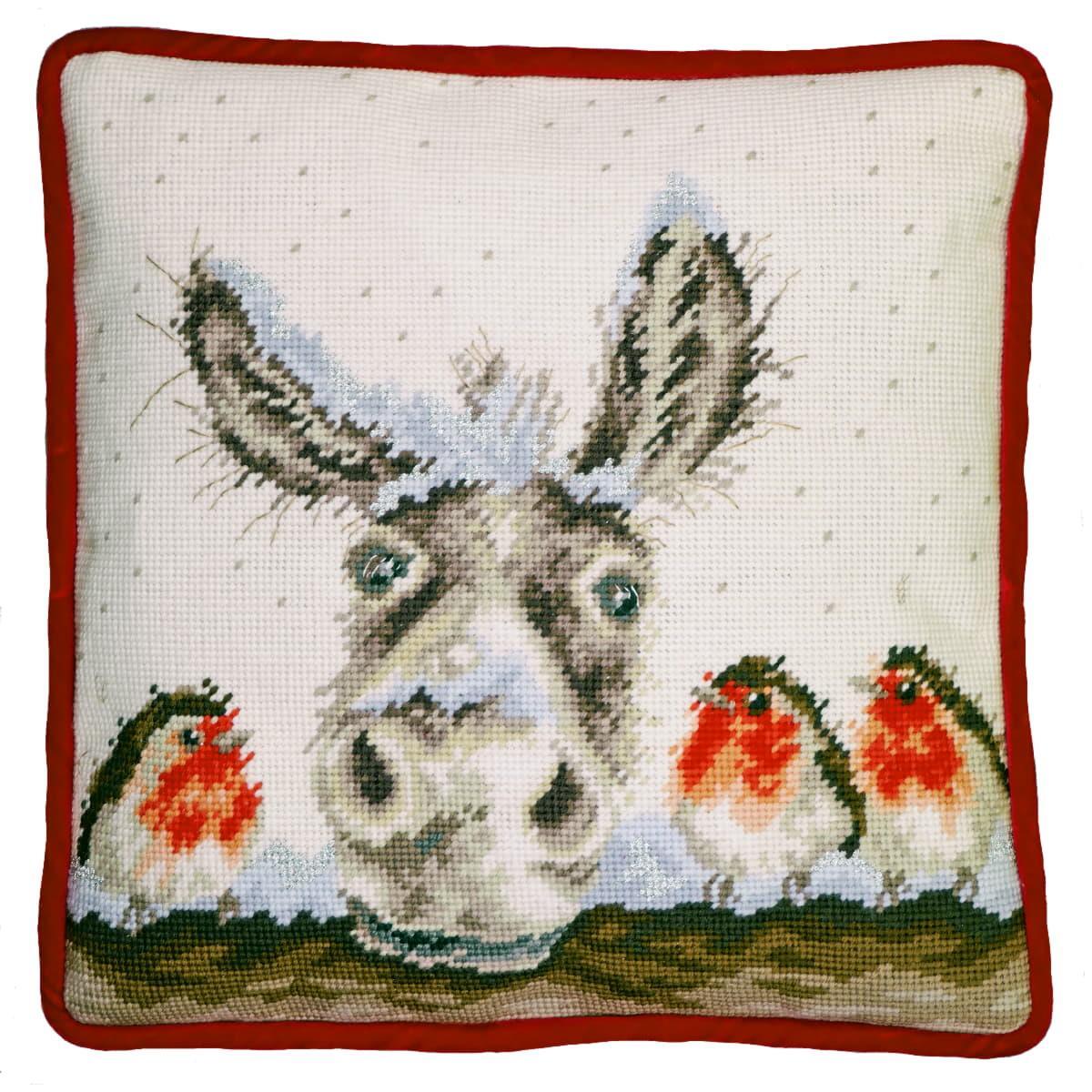 Bothy Threads stamped Tapestry Cushion Stitch Kit ""Christmas Donkey Tapestry"", T