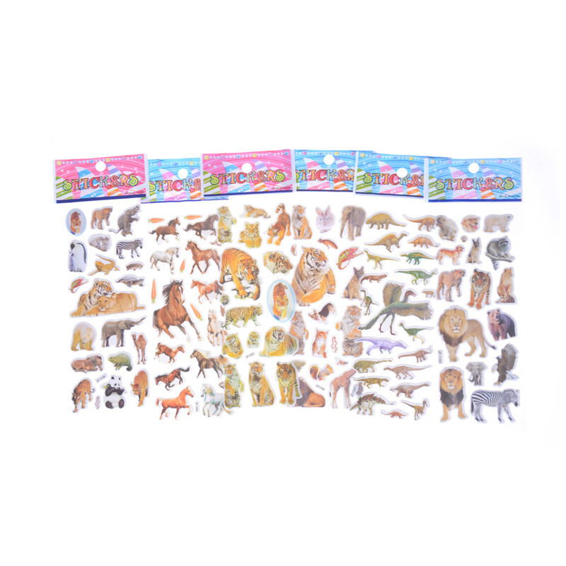 6 Sheets Wildlife Animals Scrapbooking Bubble Puffy Stickers Reward