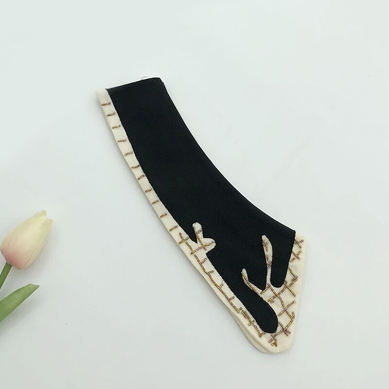 Women Applique Embroidery False Collar Tube Bead Sewing Necklace Choker