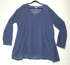 Pure Jill Oversized Sweater Size XL Blue Textured Lagenlook Tunic Comfort Preppy