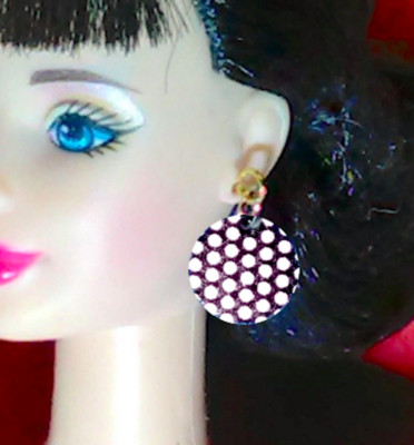 Dreamz POLKA DOT Pattern EARRINGS Round Disc MOD Jewelry for 11.5'' doll