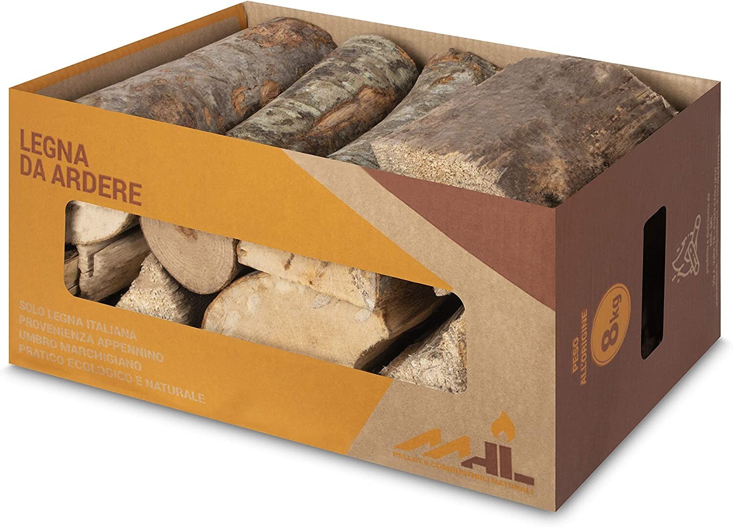 MHL Legna da Ardere in Scatola Certificata Enama Classe Qualità A1 - 8 Kg