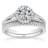 7/8ct Round Halo Diamond Engagement Ring Wedding Solitaire Set 14K White Gold