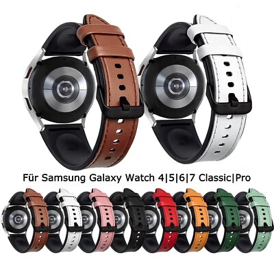 Armband Silikon Leder für Samsung Galaxy Watch 4 5 6 7 Classic Pro 40 bis 47 mm