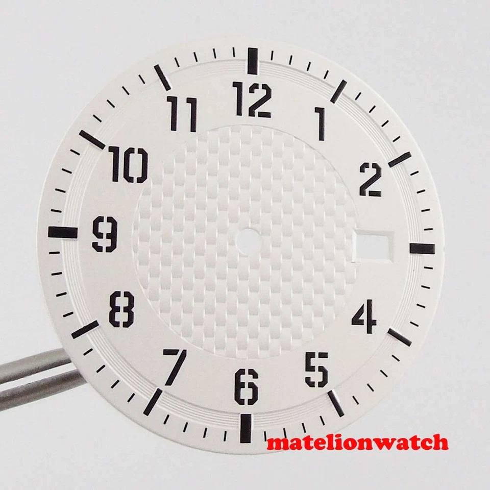Estéril Reloj Esfera 34mm Repuestos Apto para Movimiento NH35 Fecha Ventana Foto 3 de 4