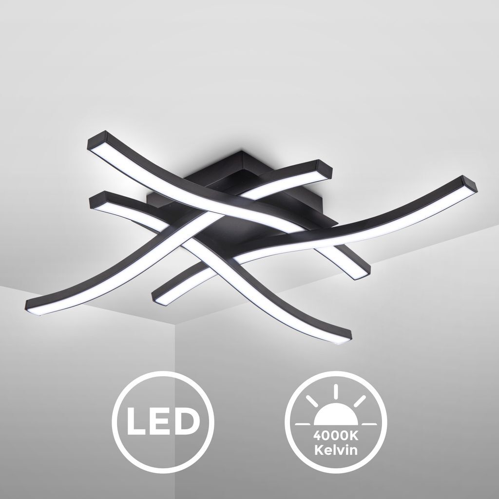 Plafonnier LED noir 20W à lumière blanche neutre 4000K pour éclairage de couloir moderne