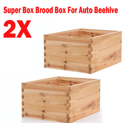 2X Beehive Wooden Super Box Brood Box For Auto Shed Beehives Beekeeping Box