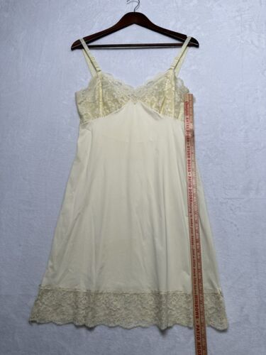 Vintage Maidenform Ivory Satin Full Slip Dress Lace Nightgown Sz 34 Made In USA - Picture 9 of 12